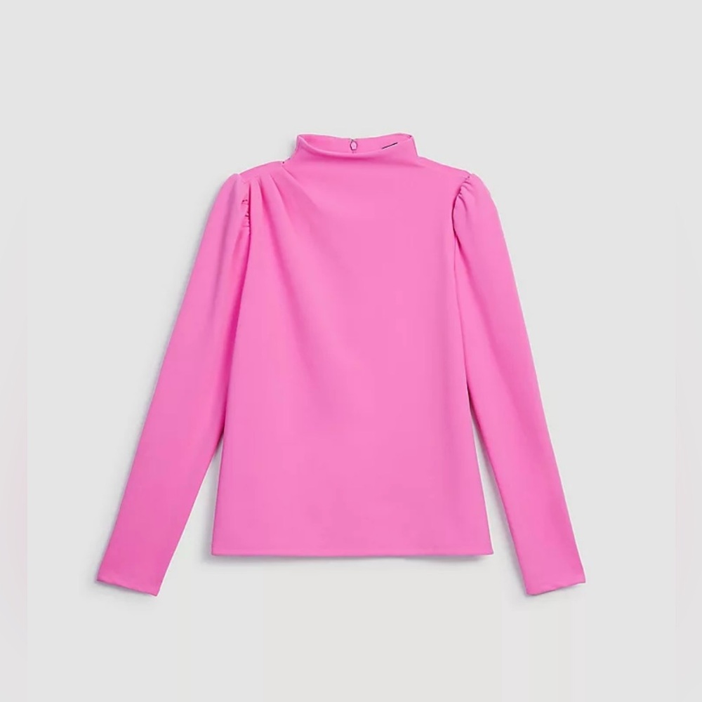Ann Taylor Puff Sleeve Mock Neck Top - Picture 2 of 4